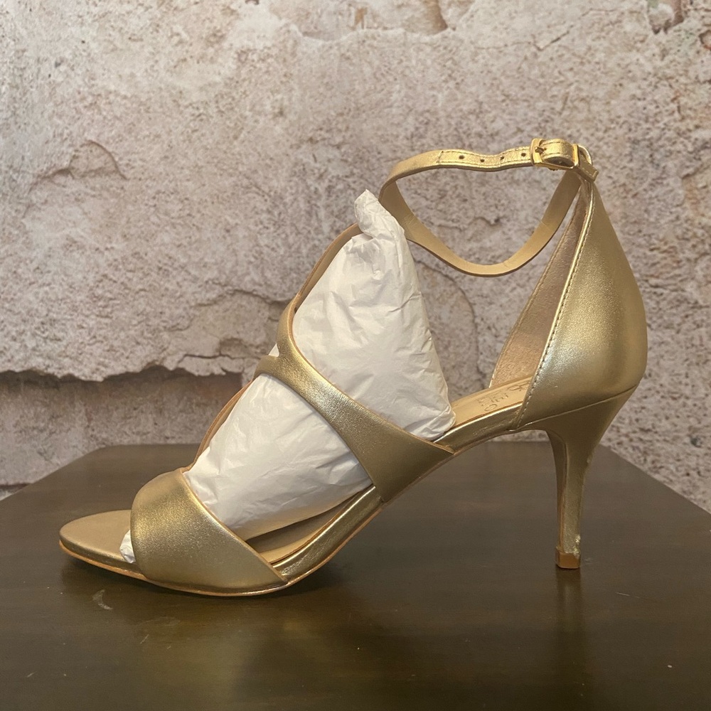 Vince Camuto Metallic Gold Ankle Strap Heels